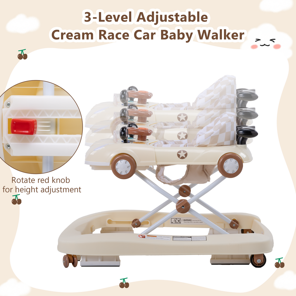 PRVAETU 5 in 1 Baby Walker Car-Shaped with Music,Lights,Foldable,Jumper,Rocking,Removable Plate for Infant Boys 6-18 Months