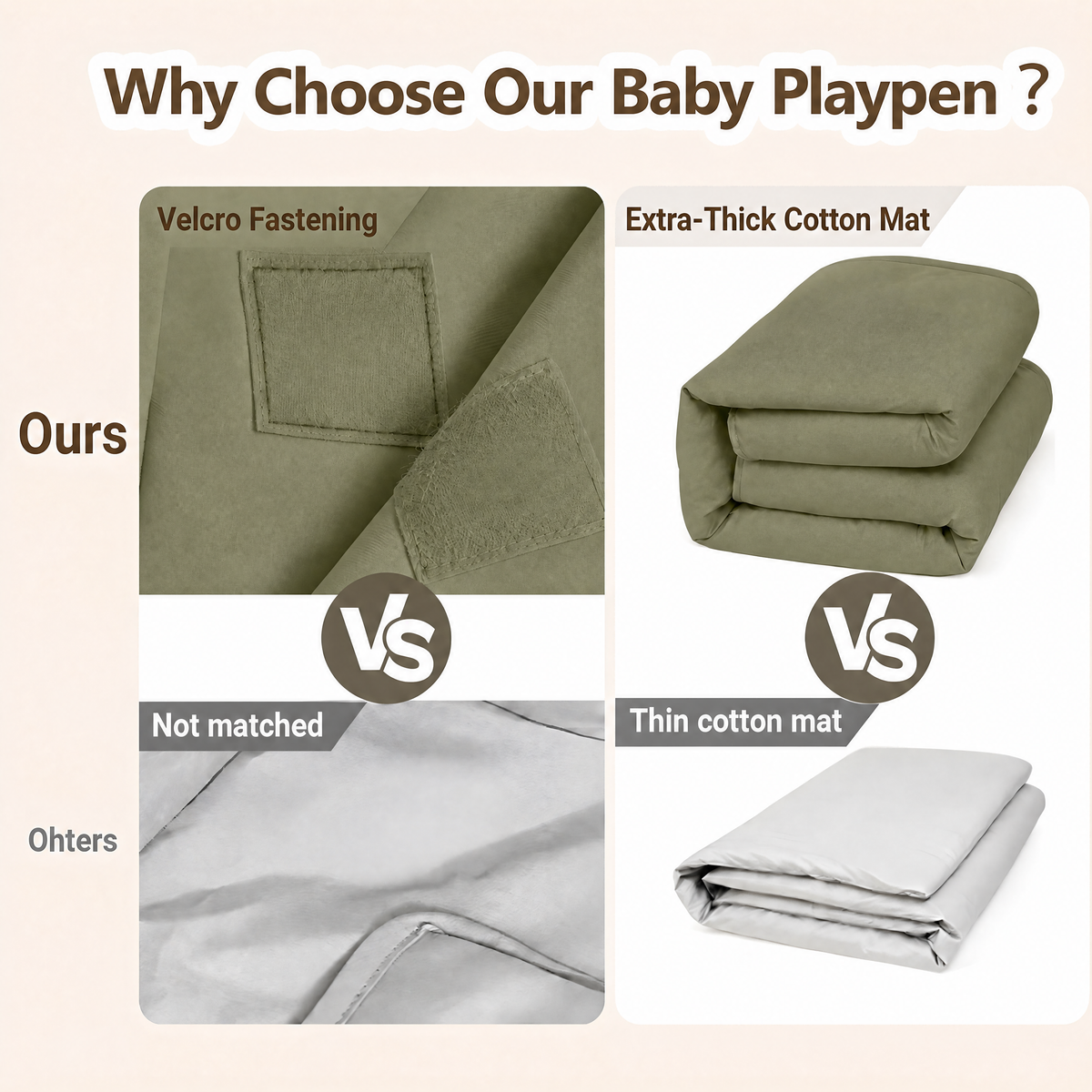 PRVAETU Foldable Baby Playpen & Playard with Mat for Boys Girls