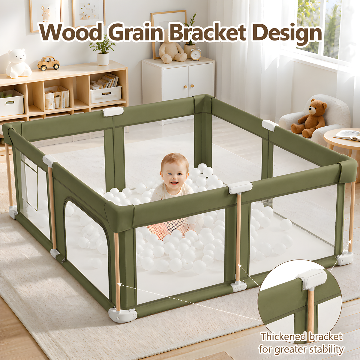 PRVAETU Foldable Baby Playpen & Playard with Mat for Boys Girls