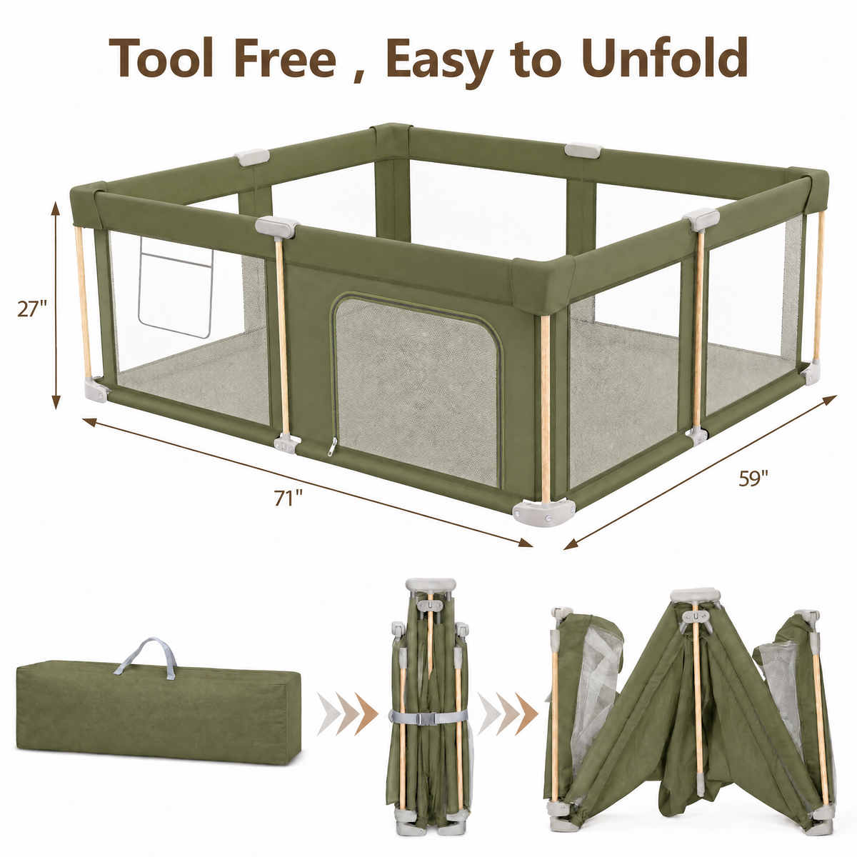 PRVAETU Foldable Baby Playpen & Playard with Mat for Boys Girls