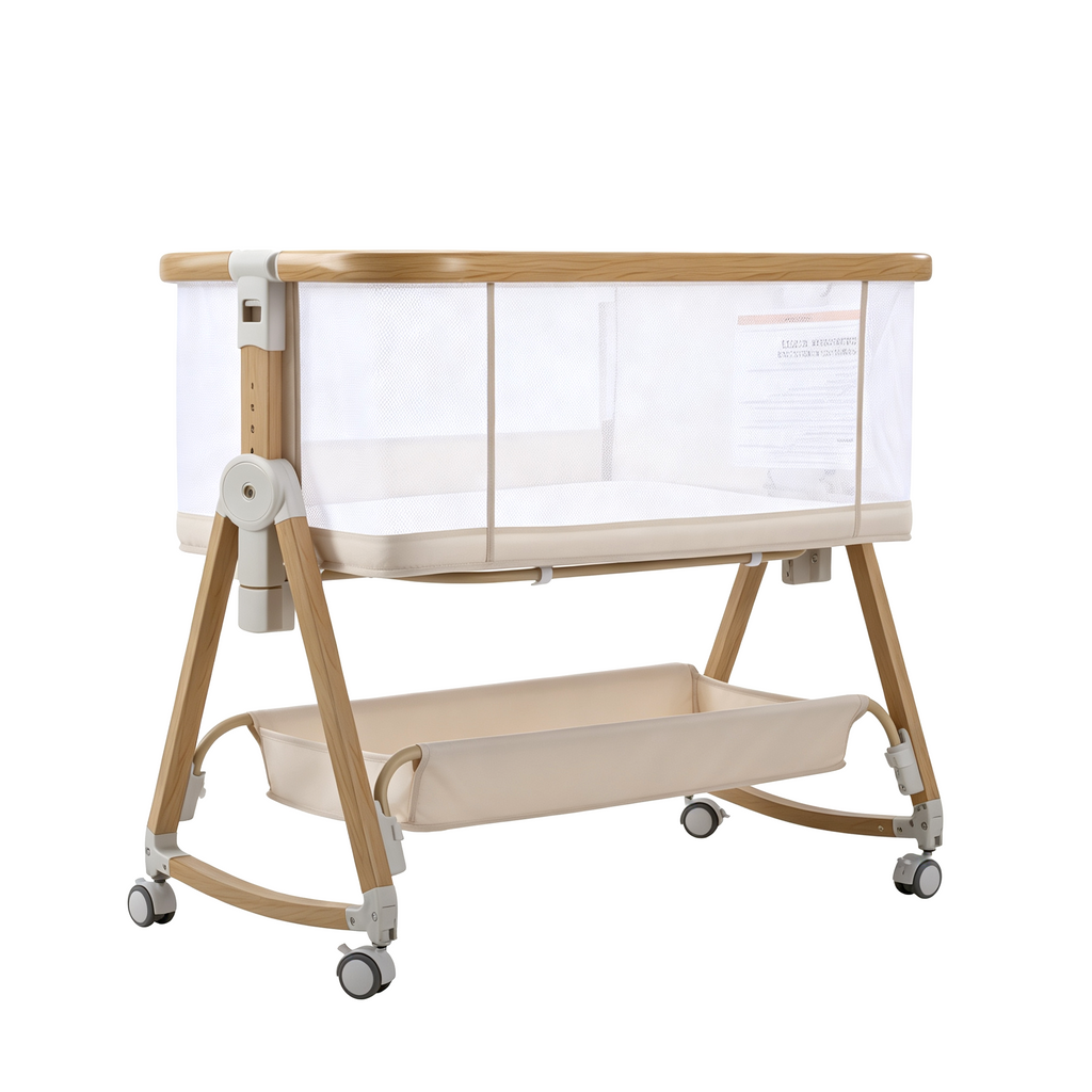 PRVAETU Baby Bassinet Bedside Sleeper, 6-Level Height Adjustable Bedside Crib with 360° Silent Lockable Wheels, Portable Bassinet for Newborns and Infants