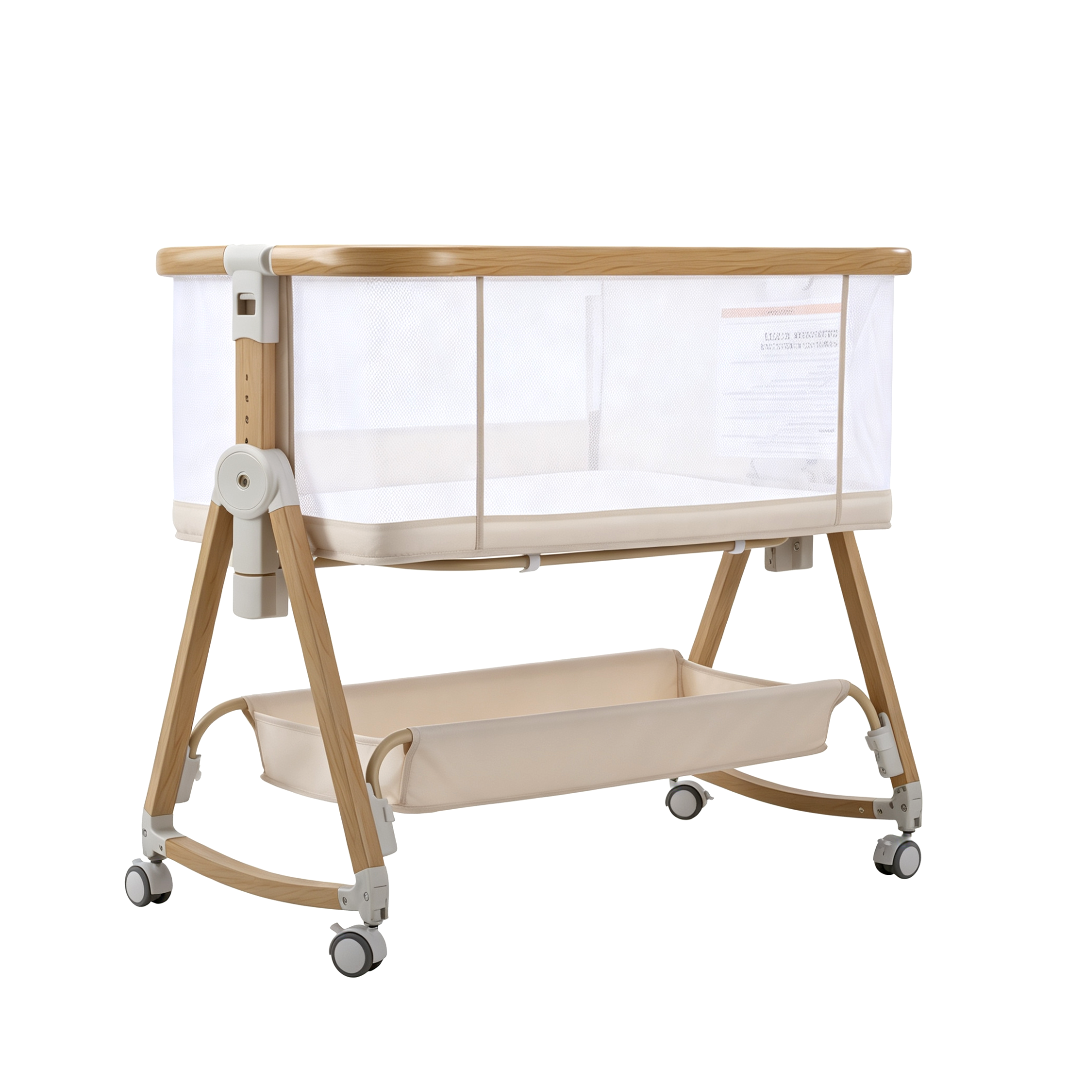 PRVAETU Baby Bassinet Bedside Sleeper, 6-Level Height Adjustable Bedside Crib with 360° Silent Lockable Wheels, Portable Bassinet for Newborns and Infants