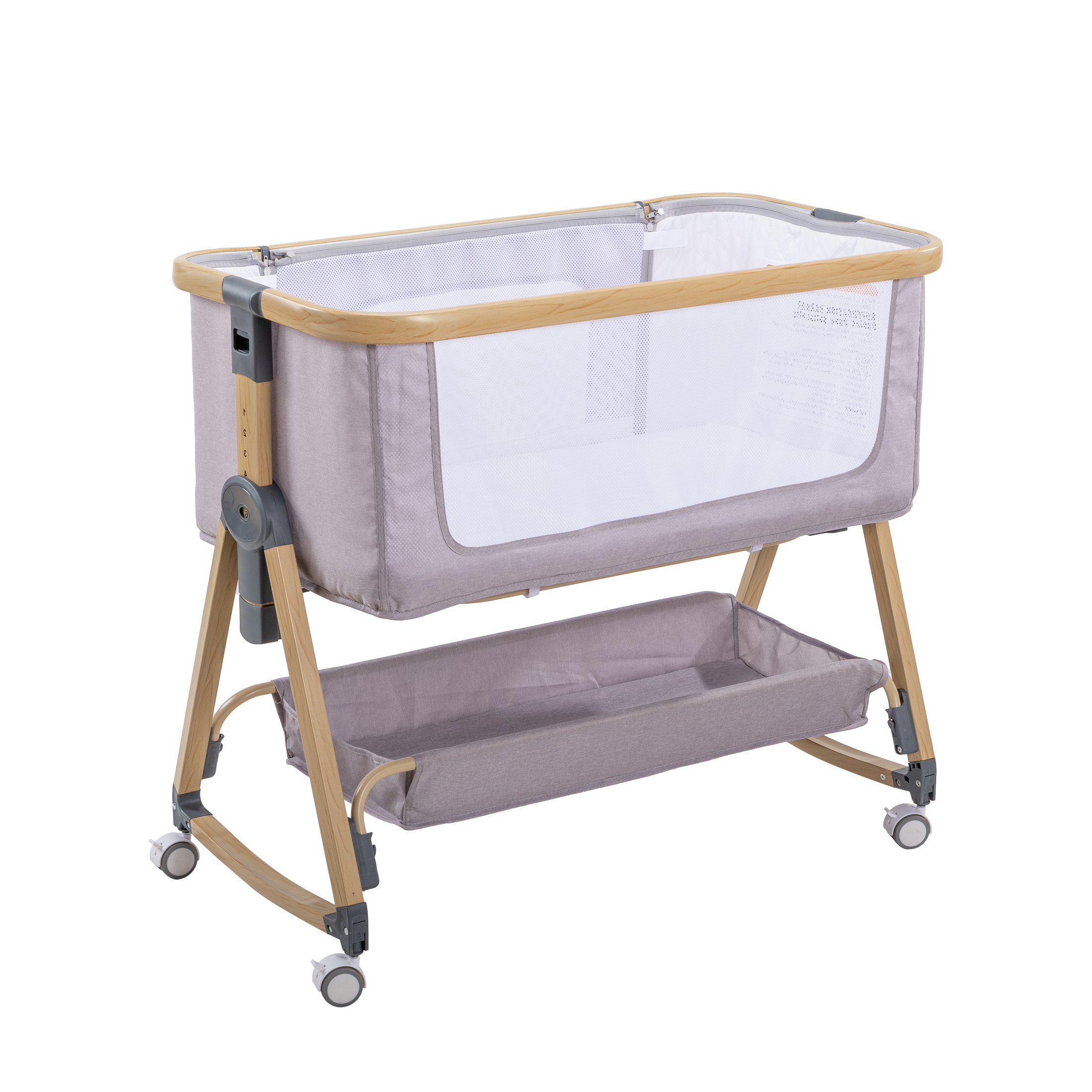 PRVAETU Baby Bassinet Bedside Sleeper, 6-Level Height Adjustable Bedside Crib with 360° Silent Lockable Wheels, Portable Bassinet for Newborns and Infants