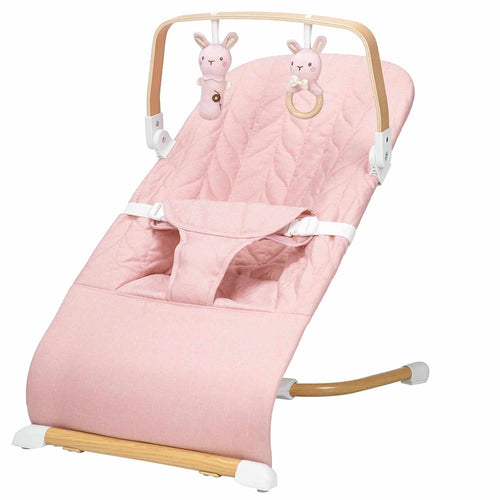PRVAETU 3 in 1 Baby Bouncer (Sit, Play & Relax),3 Recline Positions,Foldable Baby Rocker Chair W/ Removable Wooden Bar for 0-12 Months Infant & Toddler