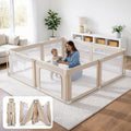 PRVAETU Foldable Baby Playpen with Mat, Play Yard Fence for Babies Boys Girls Toddlers, Large Playard W/ 300D Fabric for Infant and Kids