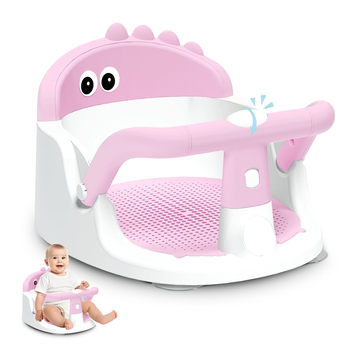 Baby Bath Seat For Babies 6 Months & Up Sitting Up,Non-Slip Baby Bath Chair For Bathroom, Bathtub Tub, Easy To Clean