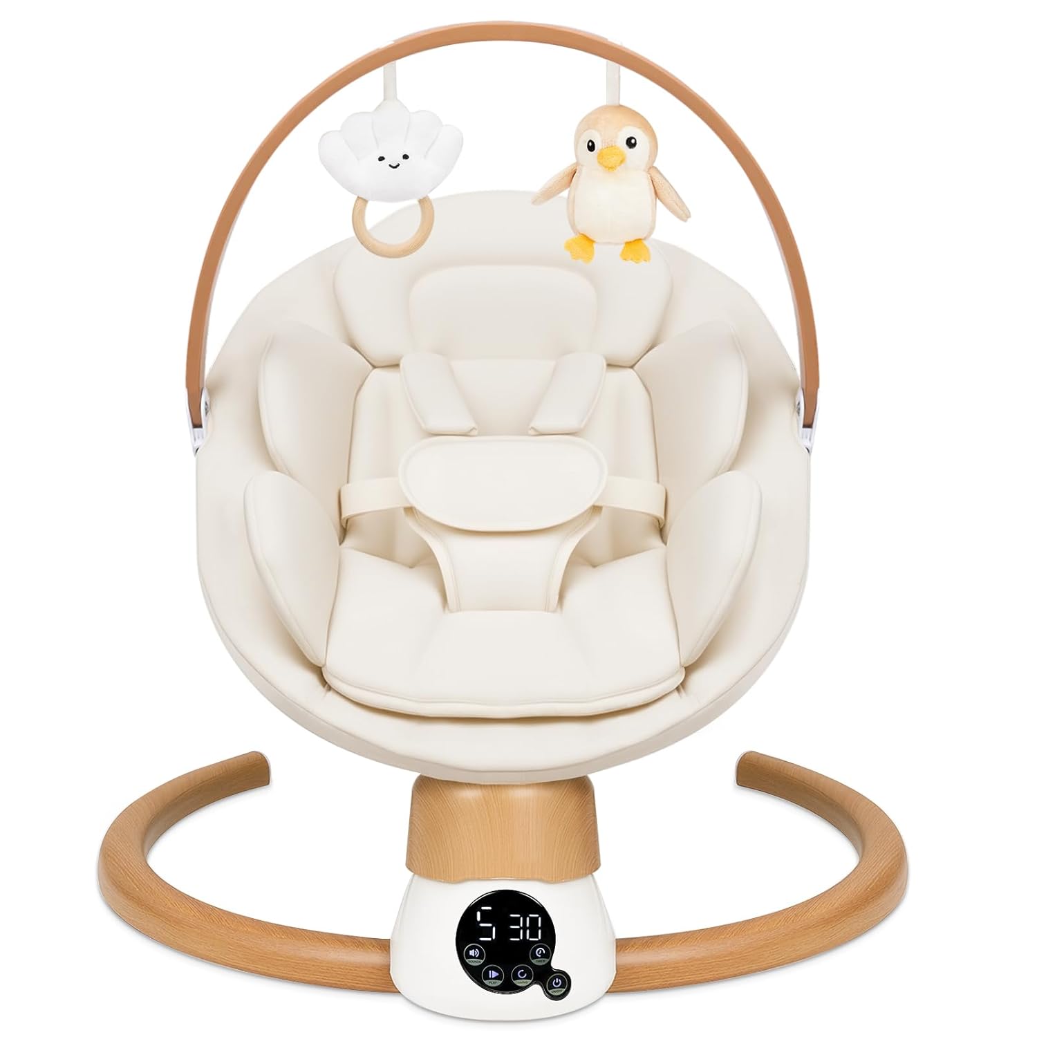 PRVAETU Electric Baby Swing for Infants, Portable Swing with Bluetooth,5 Speeds,3 Timers,10 Lullabies,5-Point Harness,Remote Control