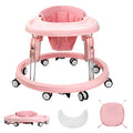 PRVAETU Foldable Baby Walker Activity Center W/ Wheels,Height Adjustable W/ Dinner Plate & Foot Pad for 6-18 Months Babies Infant Boys Girls