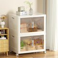 PRVAETU Storage Bins Storage Containers with Wheels and Magnetic Doors, Plastic Clothes Closet Organizers and Storage Box for Home and Office