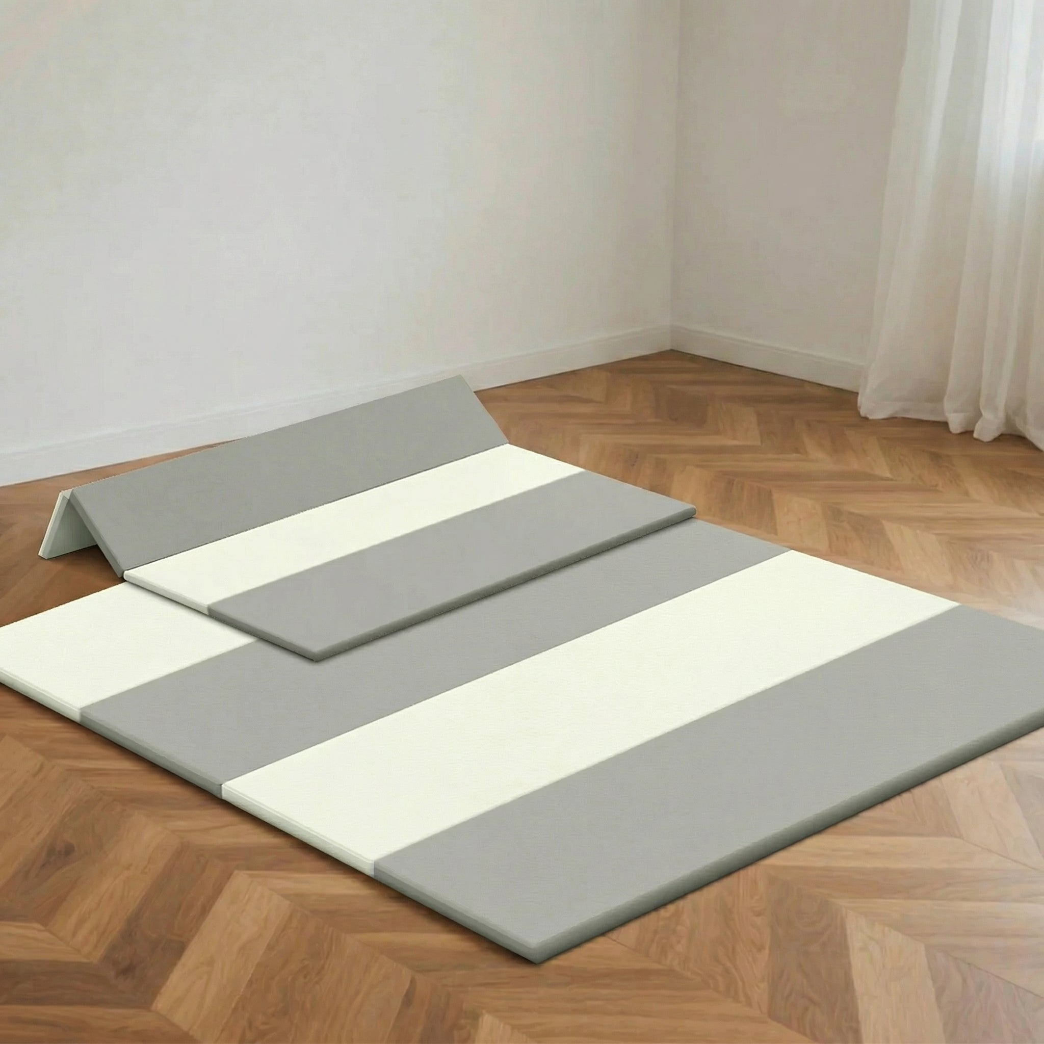 PRVAETU Four-fold Yoga Mat & Exercise Mat, Baby Playmat Thick Foam Crawling & Tummy Time , Portable Floor Mat for Home Family Use