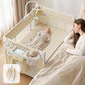 PRVAETU 4 in 1 Baby Bassinet for Baby, Bedside Bassinet & Crib Sleeper with Wheels, Diaper Changer, Mattress, Foldable Design for Newborn to Toddler