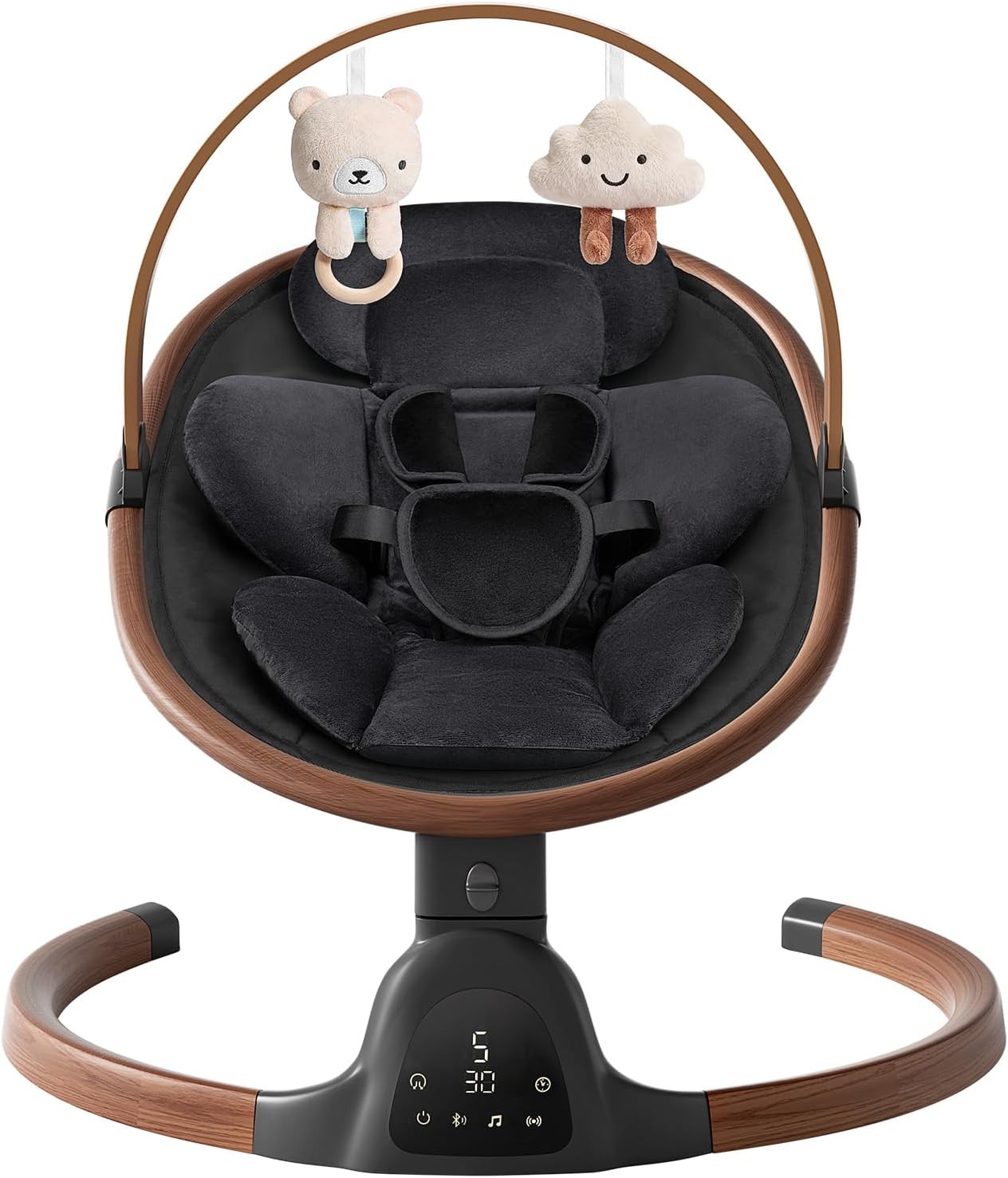PRVAETU Baby Swing for Infants,5 Speeds,10 Lullabies,5-Point Harness,Electric Rocking Chair for Toddlers with Bluetooth,Remote Control,Touch Panel