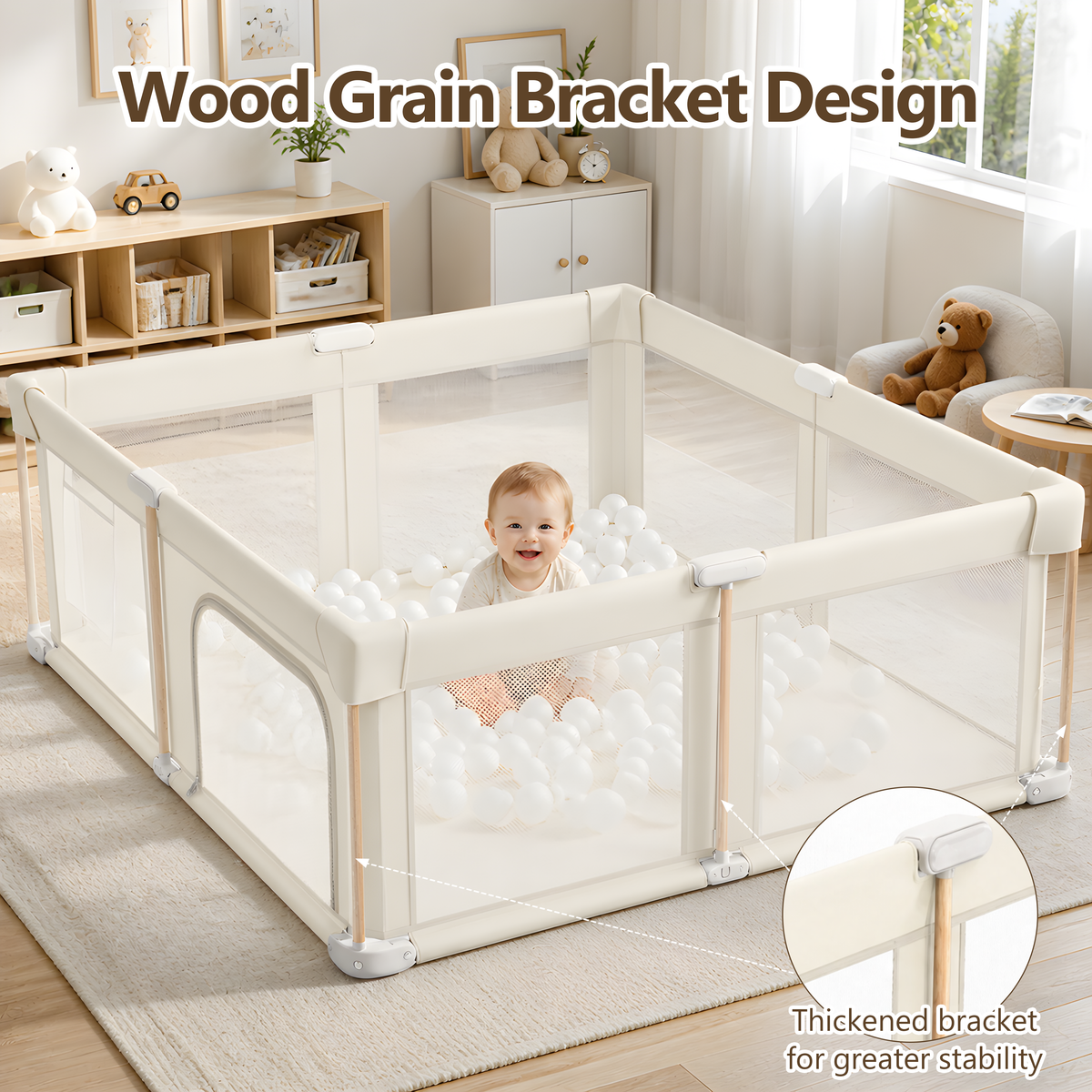 PRVAETU Foldable Baby Playpen & Playard with Mat for Boys Girls