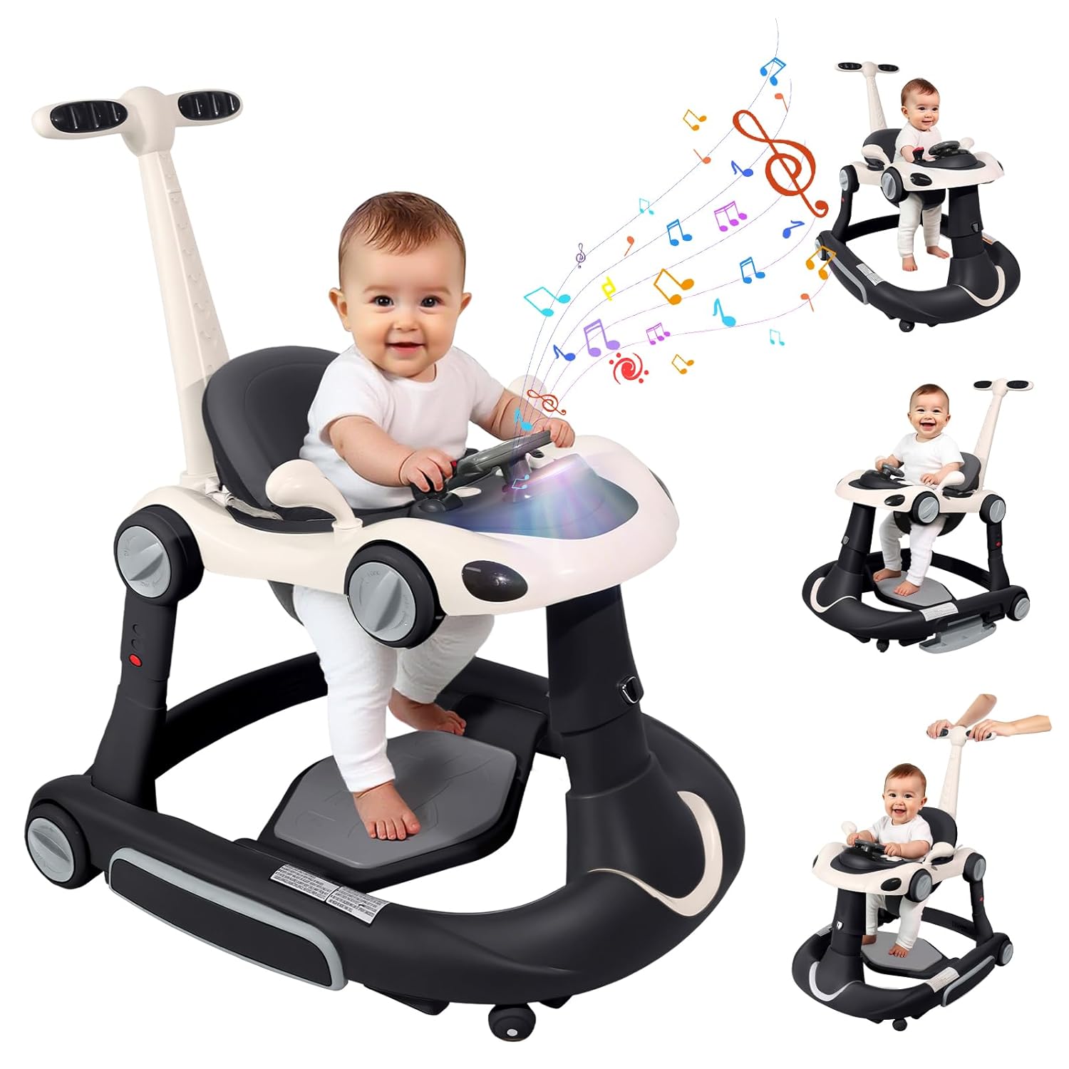 PRVAETU 5 in 1 Baby Walker for Boys Girls,Foldable,Music,Light,Jumper,Rocking,Push,Height Adjustable Training Activity for Babies Infant 6-18 Months