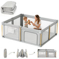 PRVAETU Foldable Baby Playpen with Mat, Play Yard Fence for Babies Boys Girls Toddlers, Large Playard W/ 300D Fabric for Infant and Kids