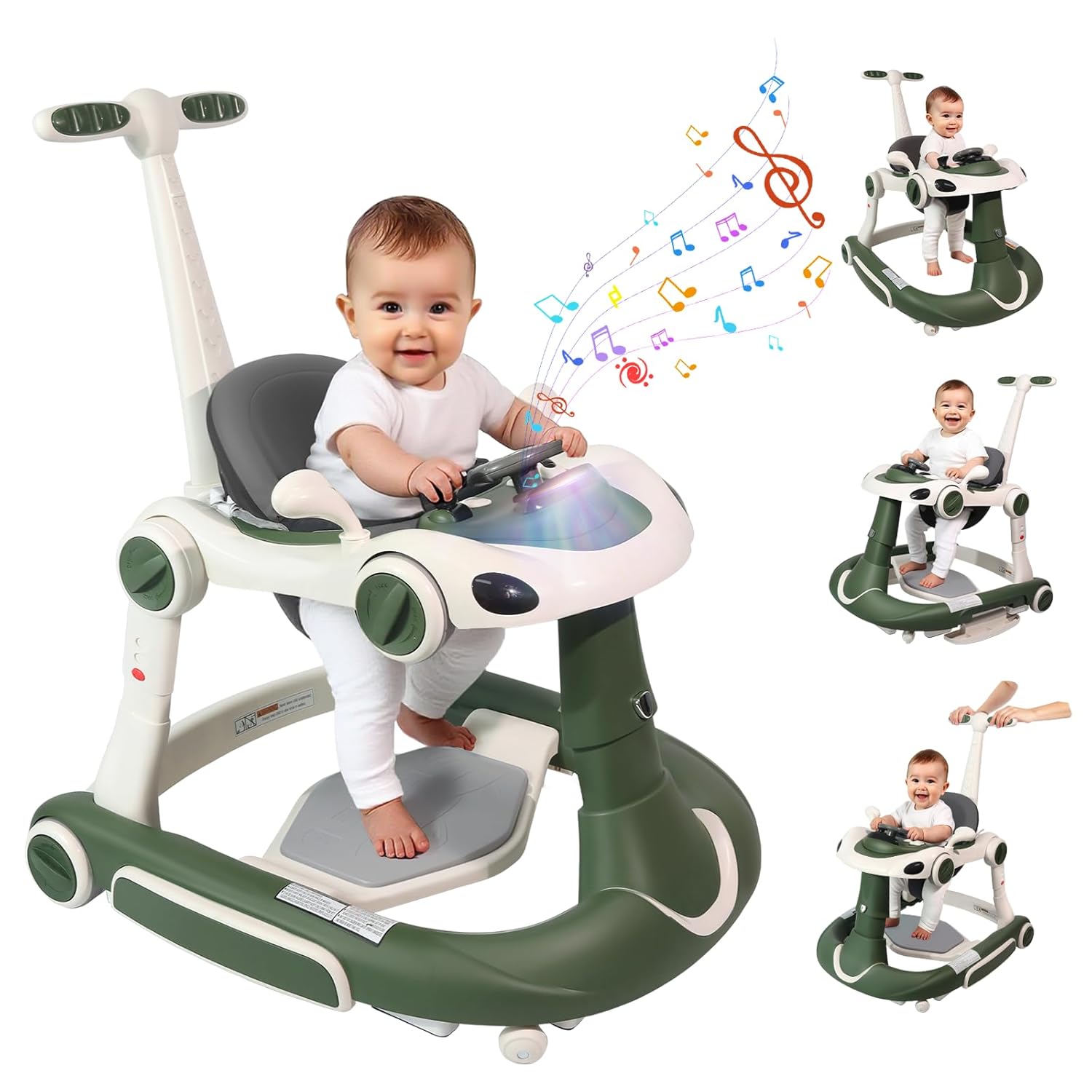 PRVAETU 5 in 1 Baby Walker for Boys Girls,Foldable,Music,Light,Jumper,Rocking,Push,Height Adjustable Training Activity for Babies Infant 6-18 Months