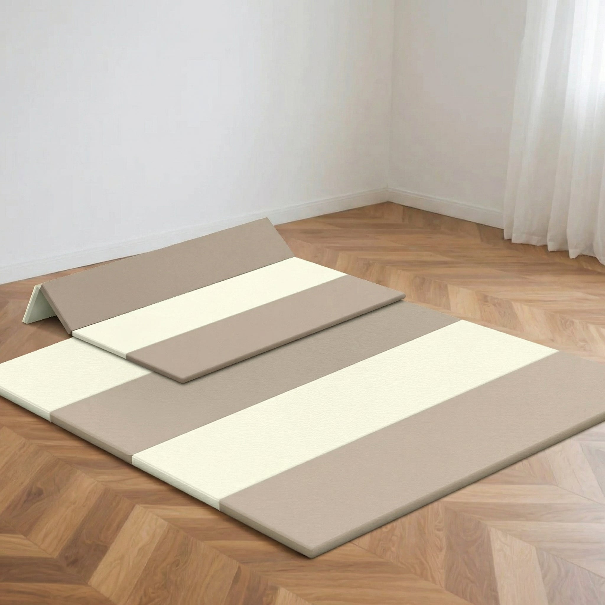 PRVAETU Four-fold Yoga Mat & Exercise Mat, Baby Playmat Thick Foam Crawling & Tummy Time , Portable Floor Mat for Home Family Use