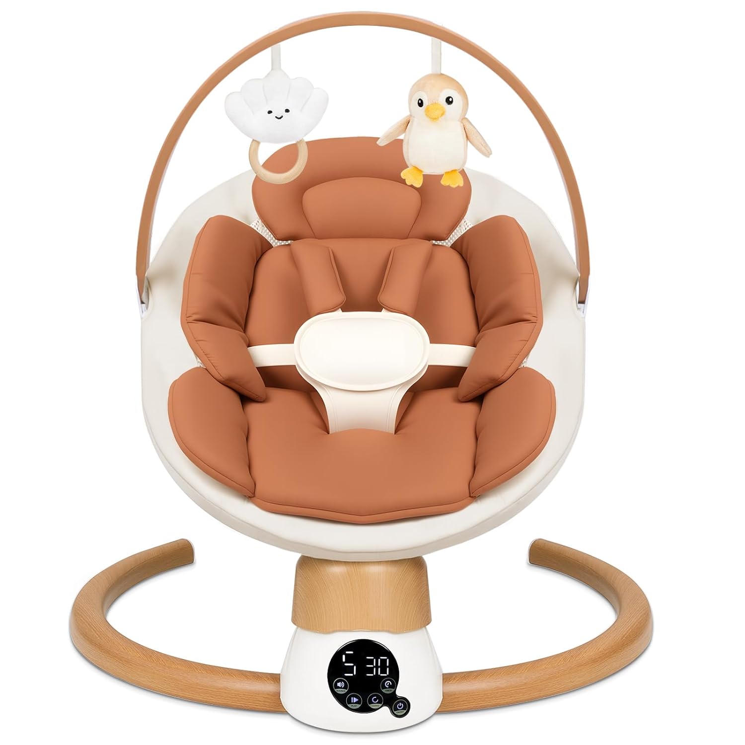 PRVAETU Electric Baby Swing for Infants, Portable Swing with Bluetooth,5 Speeds,3 Timers,10 Lullabies,5-Point Harness,Remote Control