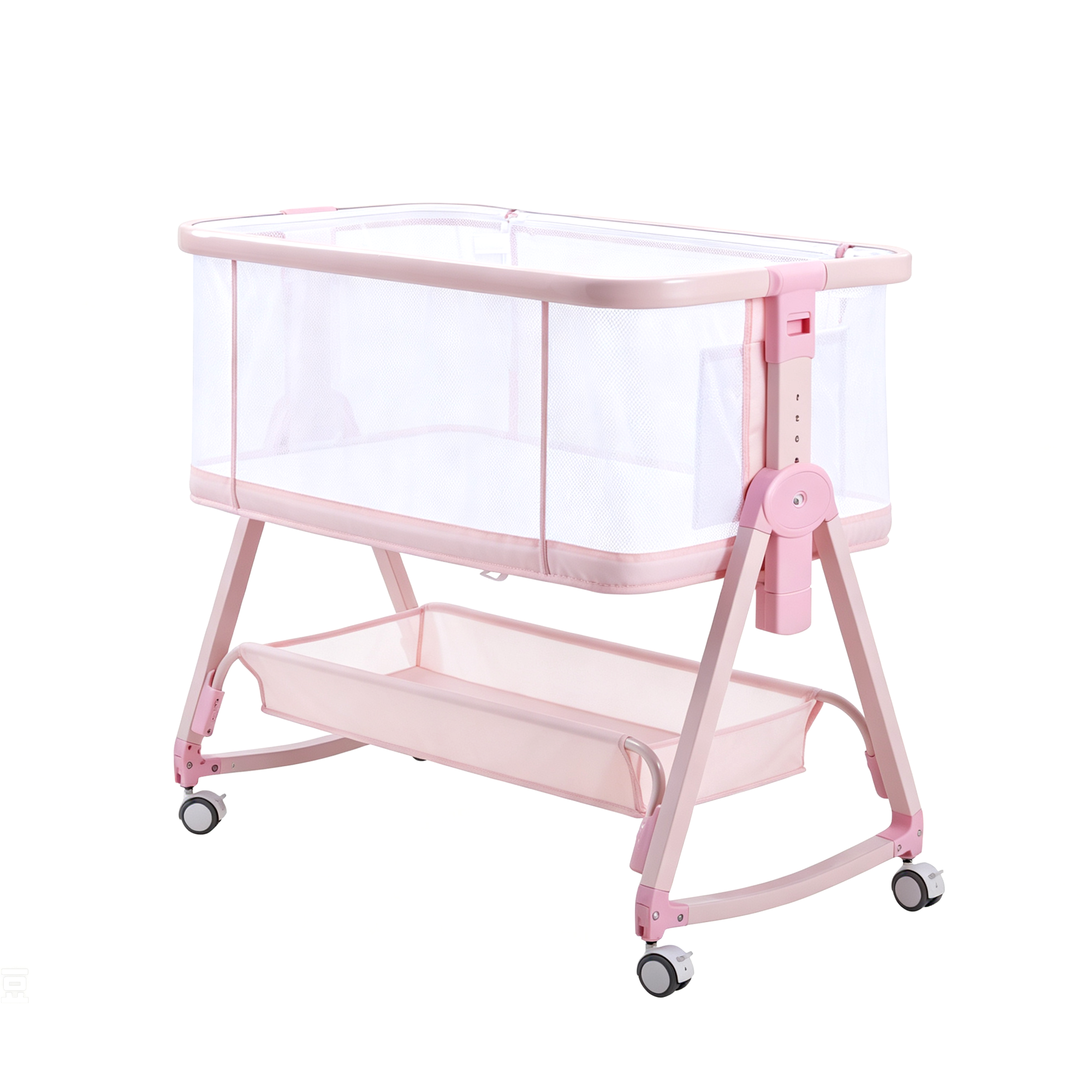 PRVAETU Baby Bassinet Bedside Sleeper, 6-Level Height Adjustable Bedside Crib with 360° Silent Lockable Wheels, Portable Bassinet for Newborns and Infants