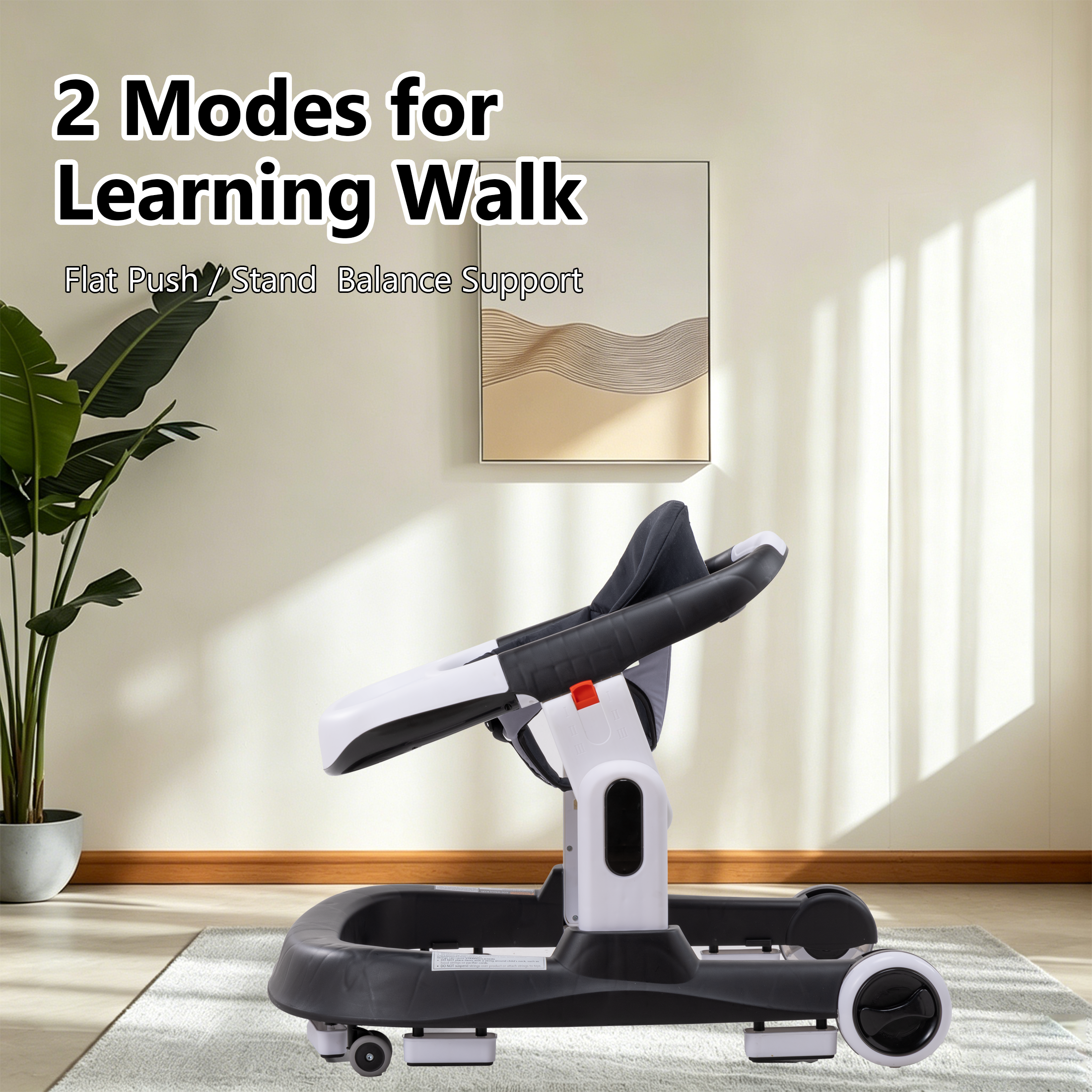 PRVAETU 4-in-1 Baby Walker with Wheels, Adjustable Height, Music and Light for Girls Boys Infant 6-18 Months