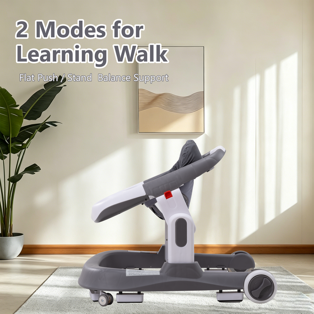 PRVAETU 4-in-1 Baby Walker with Wheels, Adjustable Height, Music and Light for Girls Boys Infant 6-18 Months