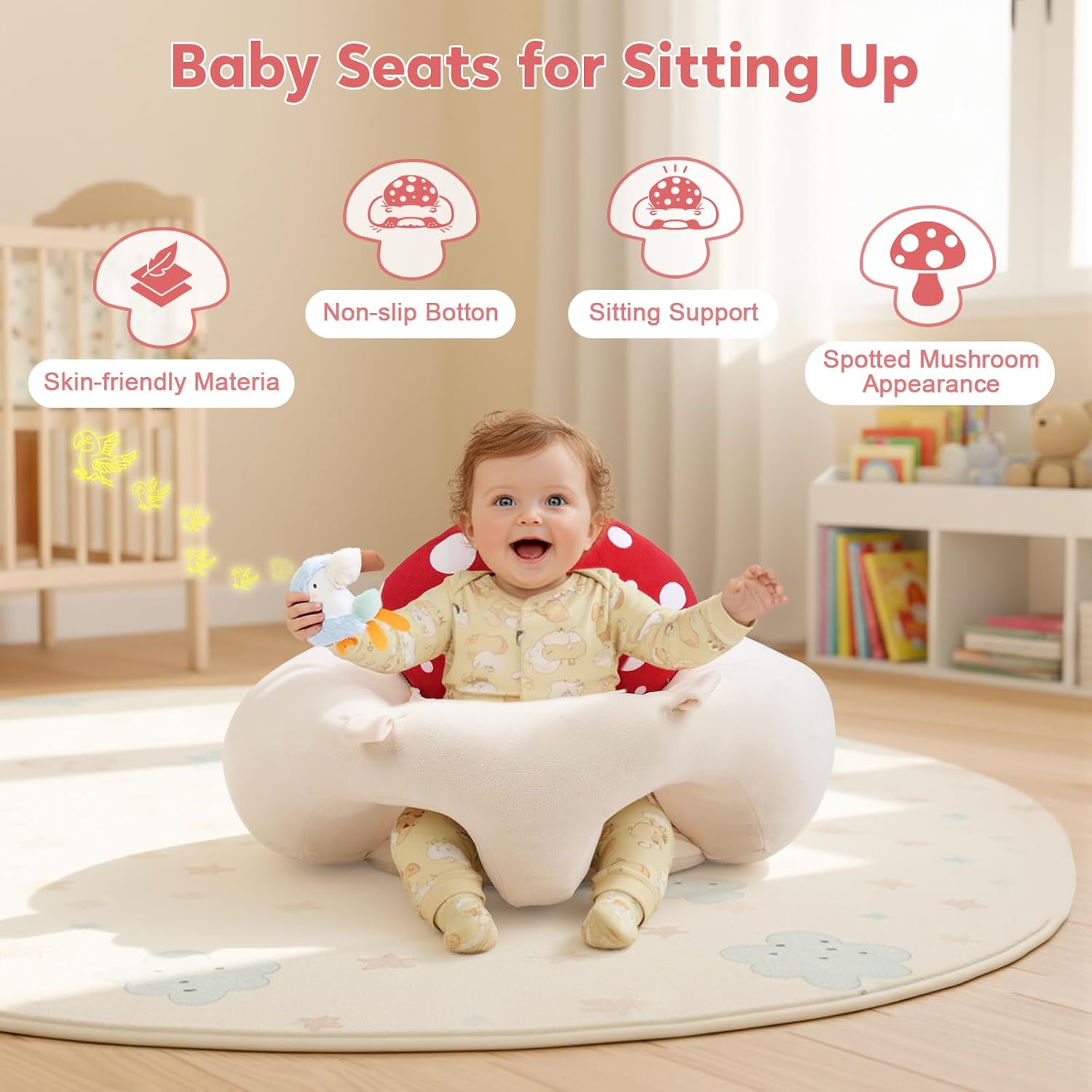 PRVAETU Baby Play Mats Tummy Time Mat for Infant Washable Padded Baby Activity Center with Detachable Toys Non-Slip Baby Gym Playmat