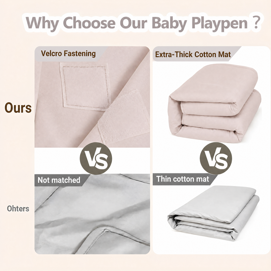 PRVAETU 51*59 Foldable Baby Playpen & Playard with Mat for Boys Girls