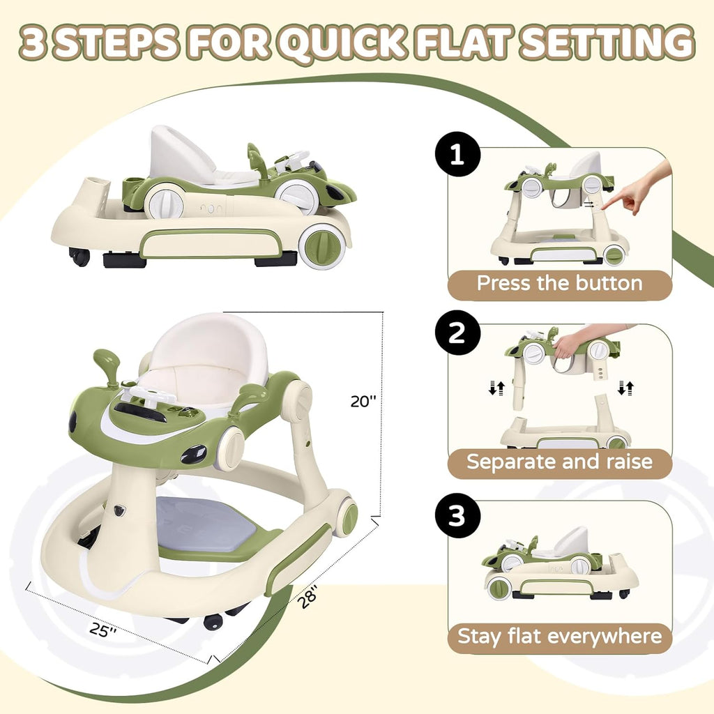 PRVAETU 5 in 1 Baby Walker for Boys Girls,Foldable,Music,Light,Jumper,Rocking,Push,Height Adjustable Training Activity for Babies Infant 6-18 Months