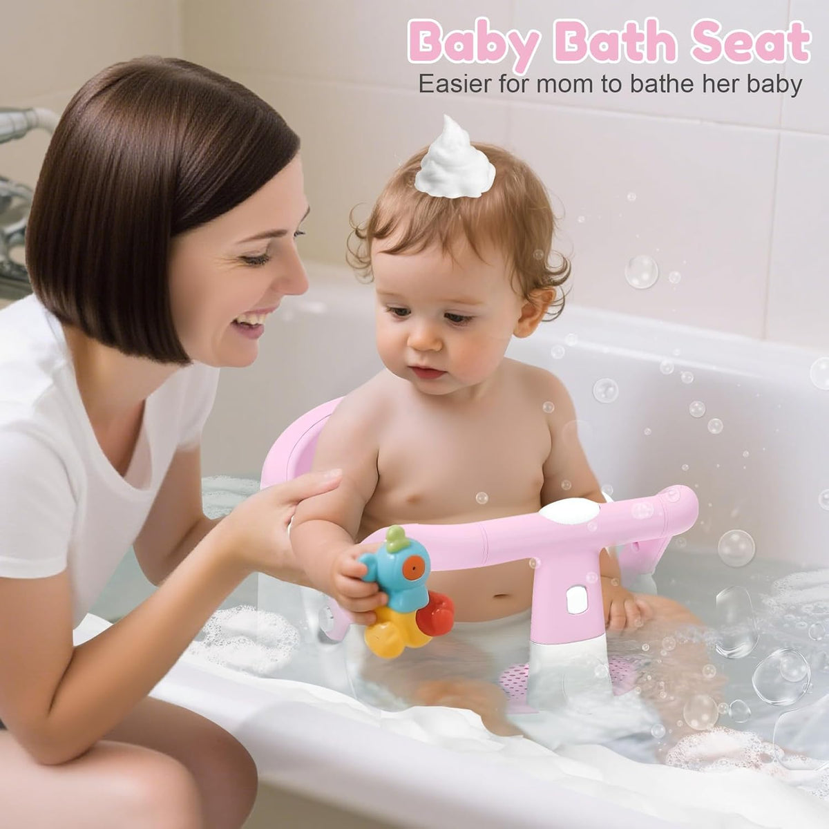 Baby Bath Seat For Babies 6 Months & Up Sitting Up,Non-Slip Baby Bath Chair For Bathroom, Bathtub Tub, Easy To Clean
