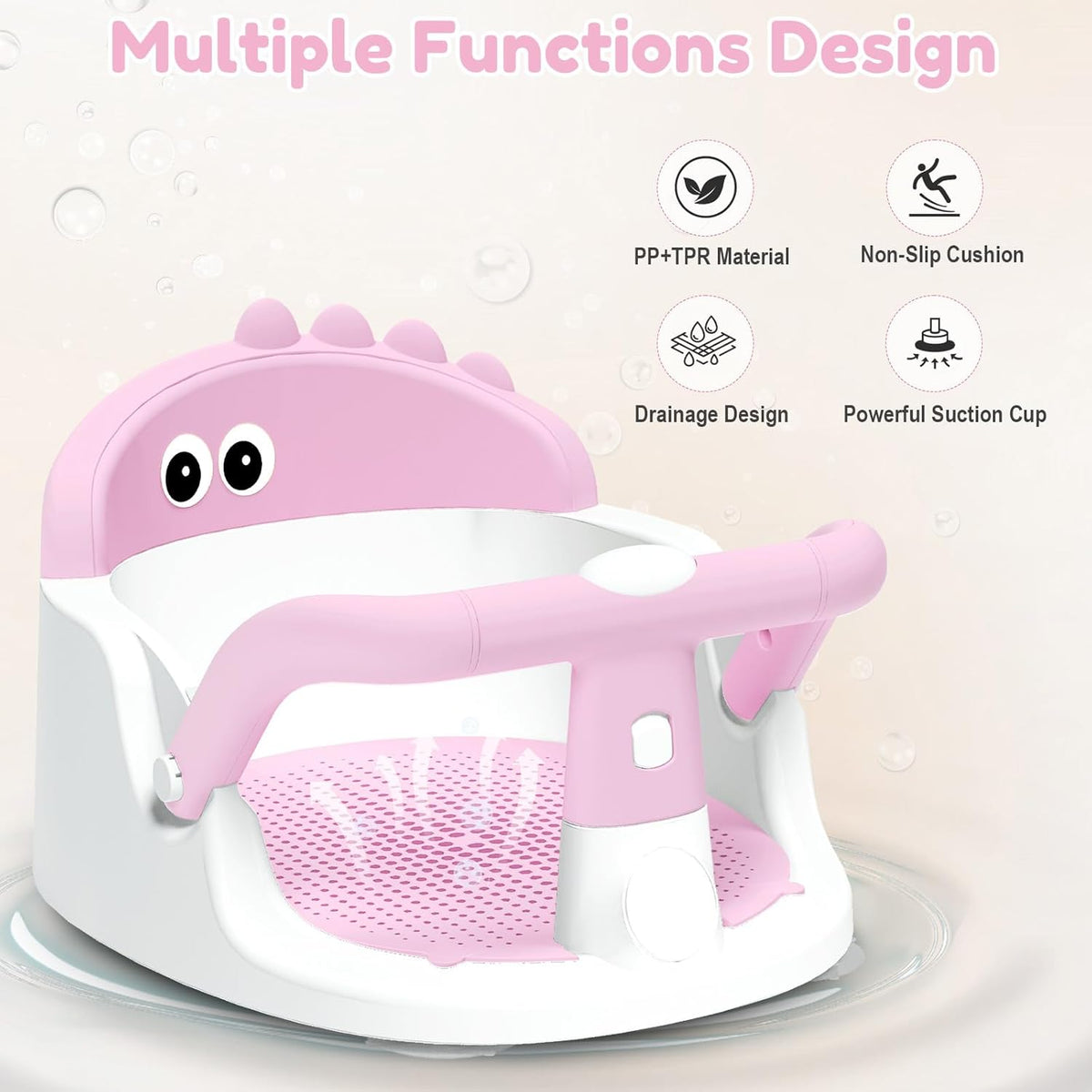 Baby Bath Seat For Babies 6 Months & Up Sitting Up,Non-Slip Baby Bath Chair For Bathroom, Bathtub Tub, Easy To Clean
