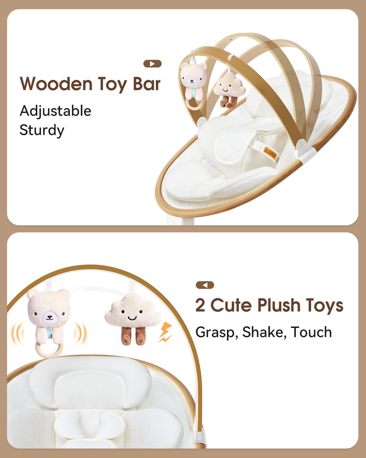 PRVAETU Baby Swing for Infants,5 Speeds,10 Lullabies,5-Point Harness,Electric Rocking Chair for Toddlers with Bluetooth,Remote Control,Touch Panel