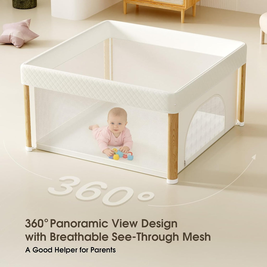 PRVAETU One Step Foldable Play Pen for Babies and Toddlers, Portable Indoor Outdoor Play Yard with Storage Bag