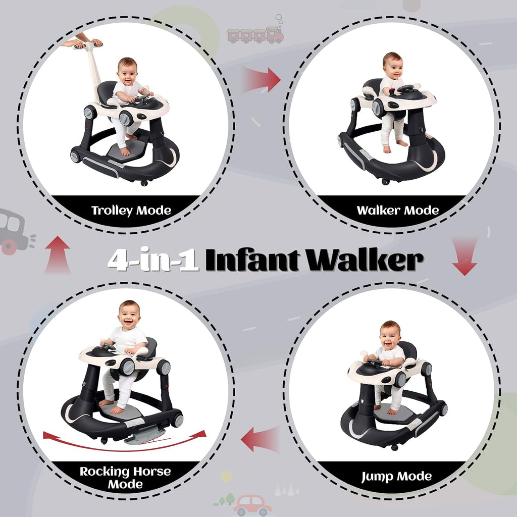 PRVAETU 5 in 1 Baby Walker for Boys Girls,Foldable,Music,Light,Jumper,Rocking,Push,Height Adjustable Training Activity for Babies Infant 6-18 Months
