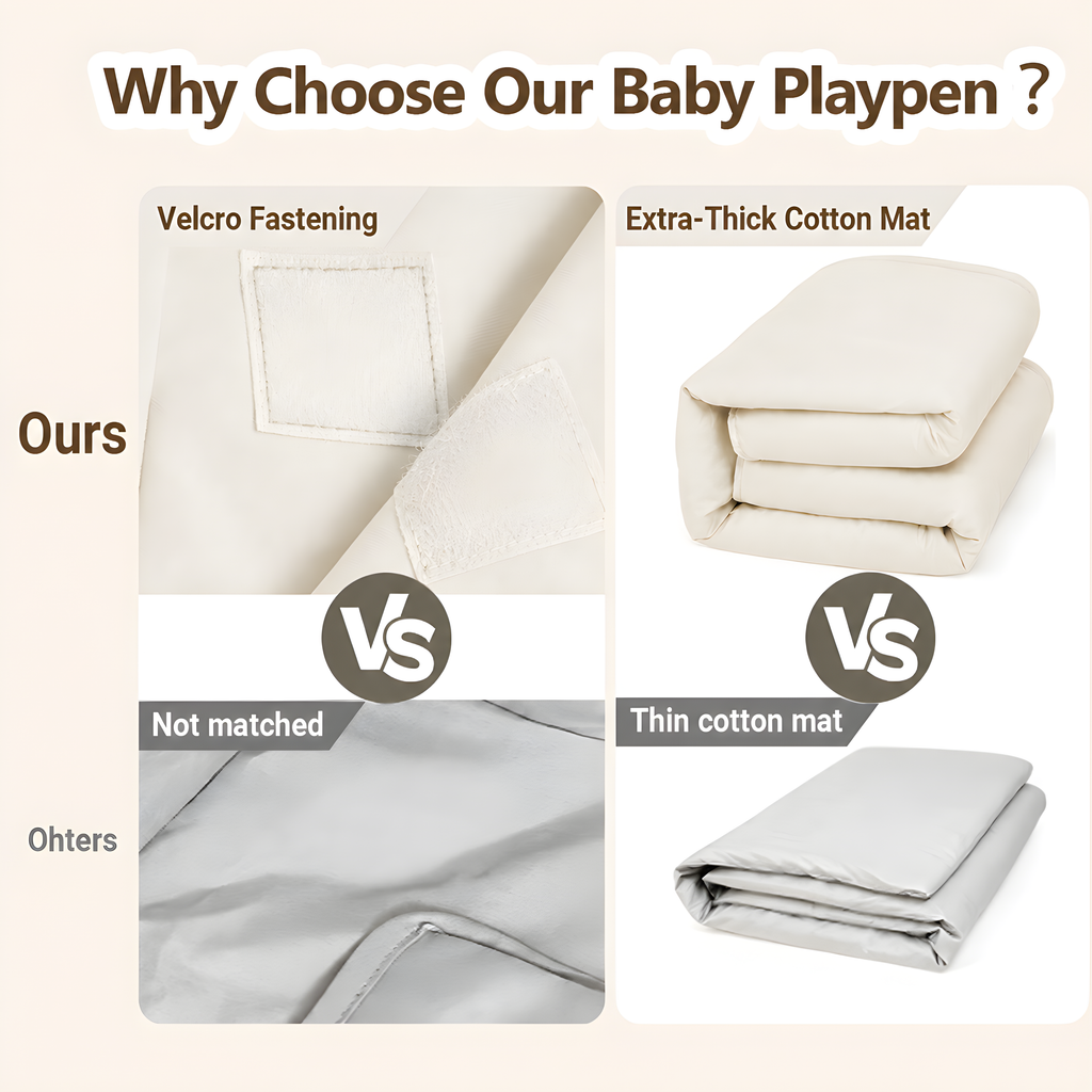 PRVAETU Foldable Baby Playpen & Playard with Mat for Boys Girls