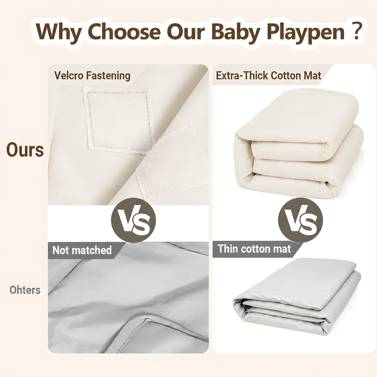 PRVAETU Foldable Baby Playpen & Playard with Mat for Boys Girls