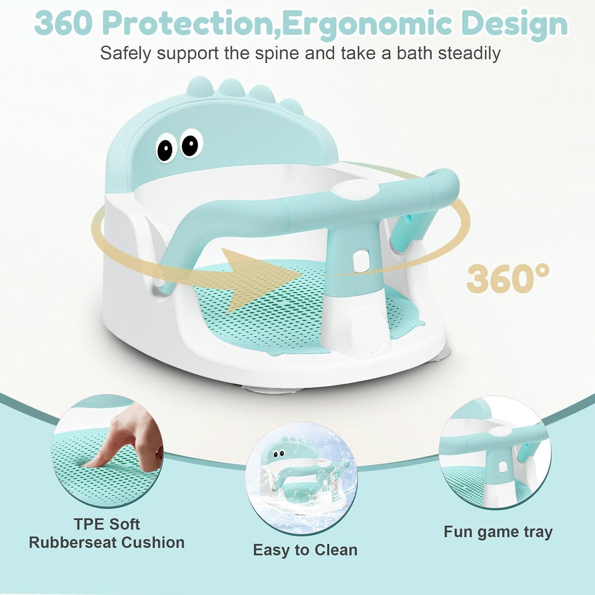 Baby Bath Seat For Babies 6 Months & Up Sitting Up,Non-Slip Baby Bath Chair For Bathroom, Bathtub Tub, Easy To Clean