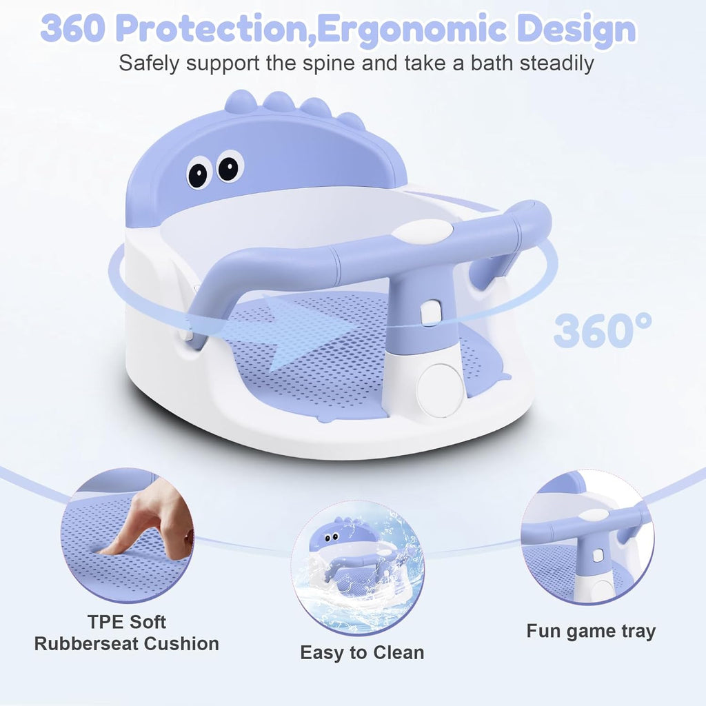 Baby Bath Seat For Babies 6 Months & Up Sitting Up,Non-Slip Baby Bath Chair For Bathroom, Bathtub Tub, Easy To Clean