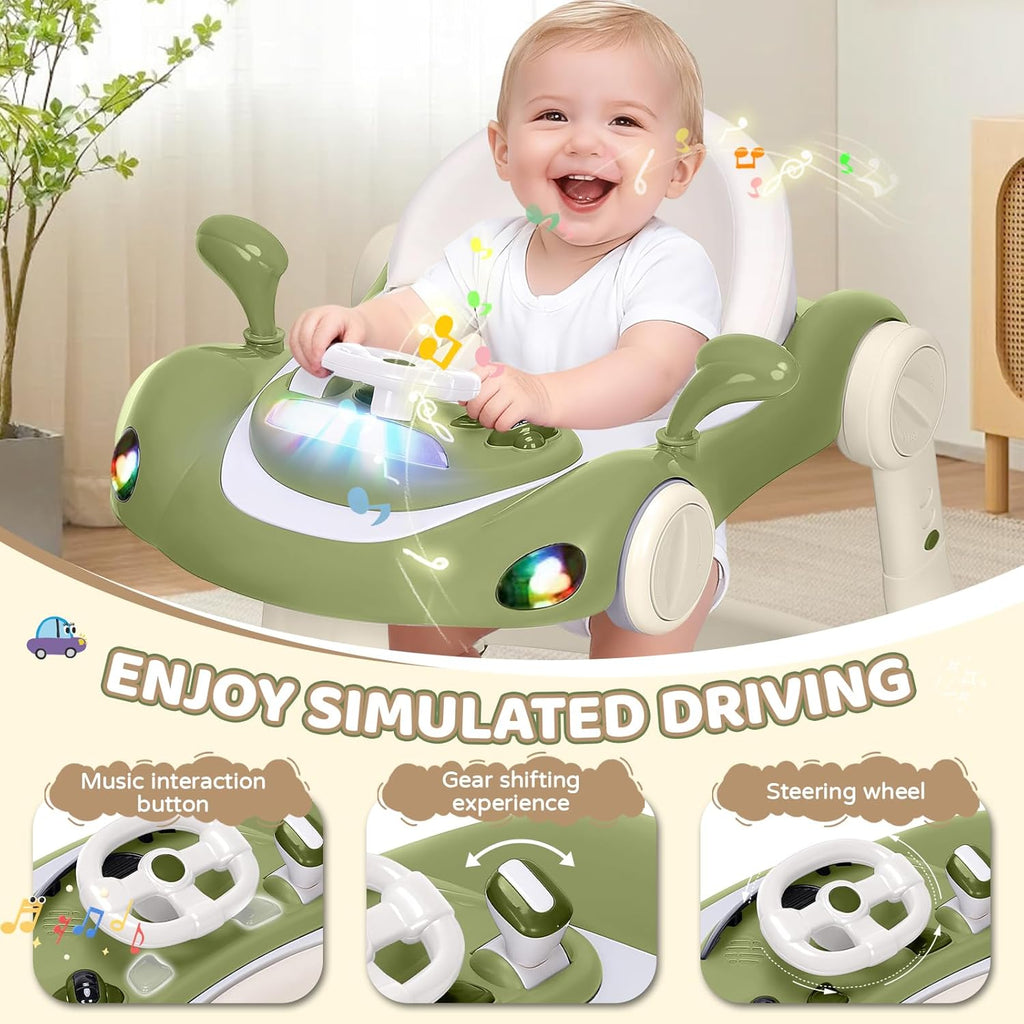 PRVAETU 5 in 1 Baby Walker for Boys Girls,Foldable,Music,Light,Jumper,Rocking,Push,Height Adjustable Training Activity for Babies Infant 6-18 Months