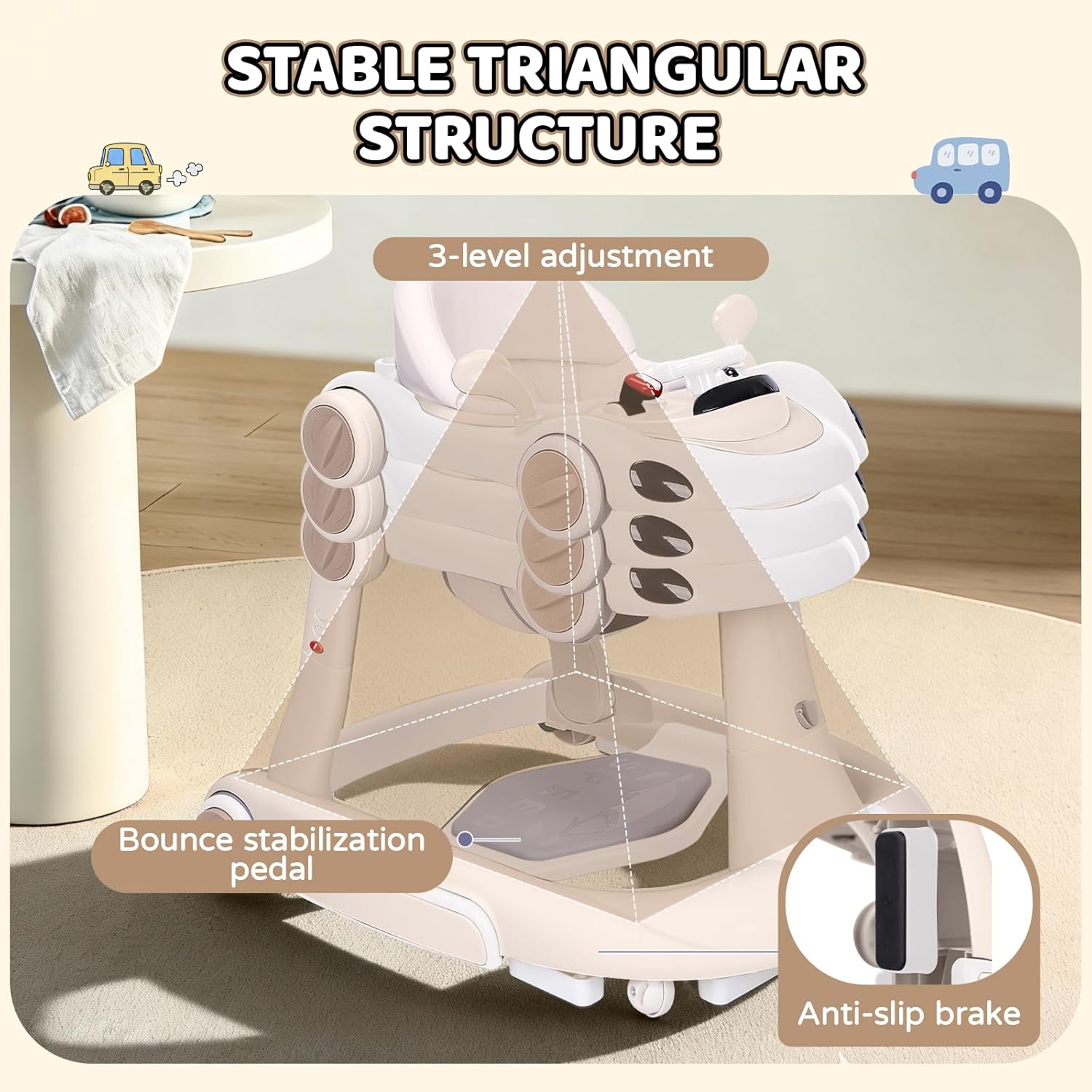 PRVAETU 5 in 1 Baby Walker for Boys Girls,Foldable,Music,Light,Jumper,Rocking,Push,Height Adjustable Training Activity for Babies Infant 6-18 Months