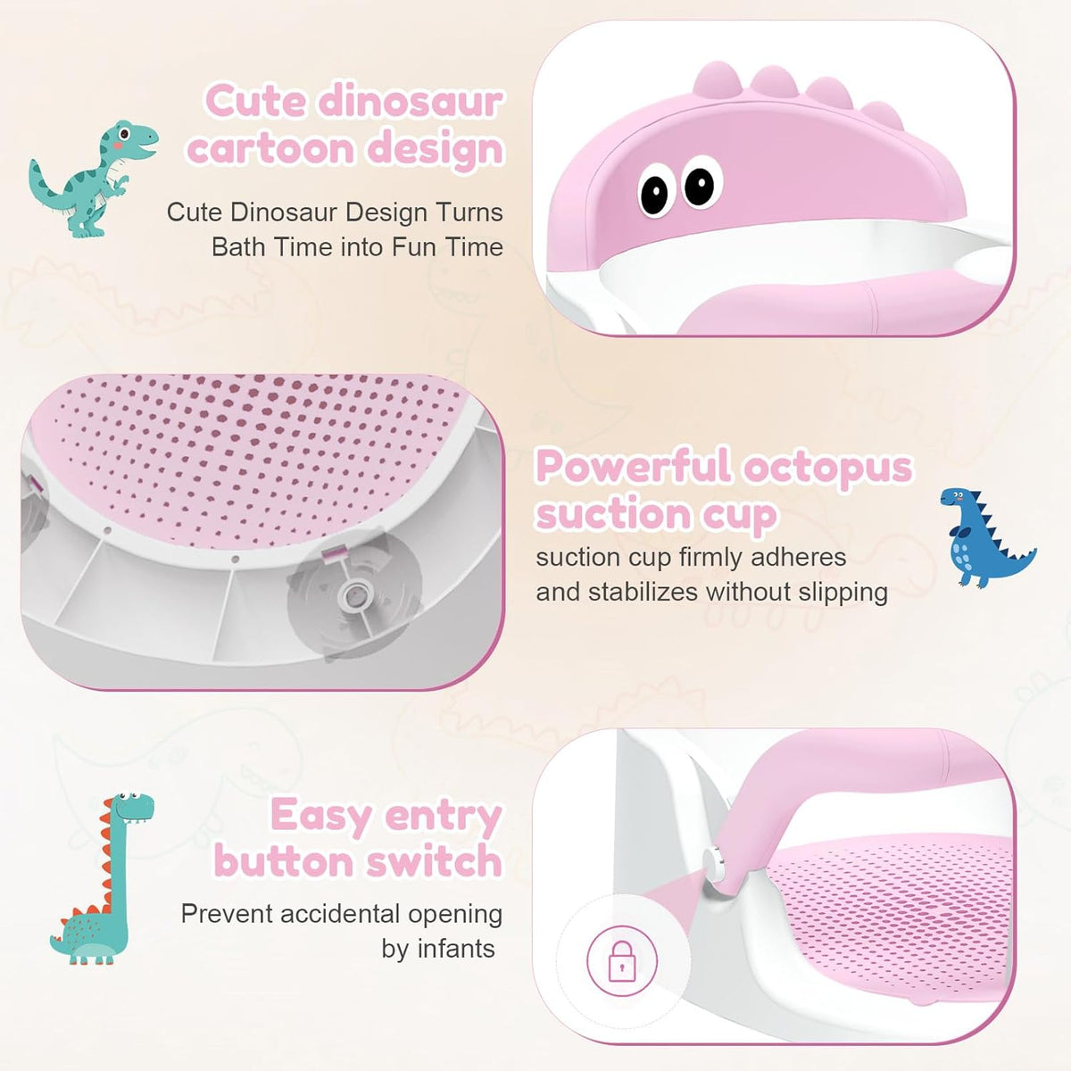Baby Bath Seat For Babies 6 Months & Up Sitting Up,Non-Slip Baby Bath Chair For Bathroom, Bathtub Tub, Easy To Clean