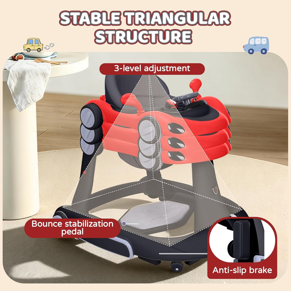 PRVAETU 5 in 1 Baby Walker for Boys Girls,Foldable,Music,Light,Jumper,Rocking,Push,Height Adjustable Training Activity for Babies Infant 6-18 Months
