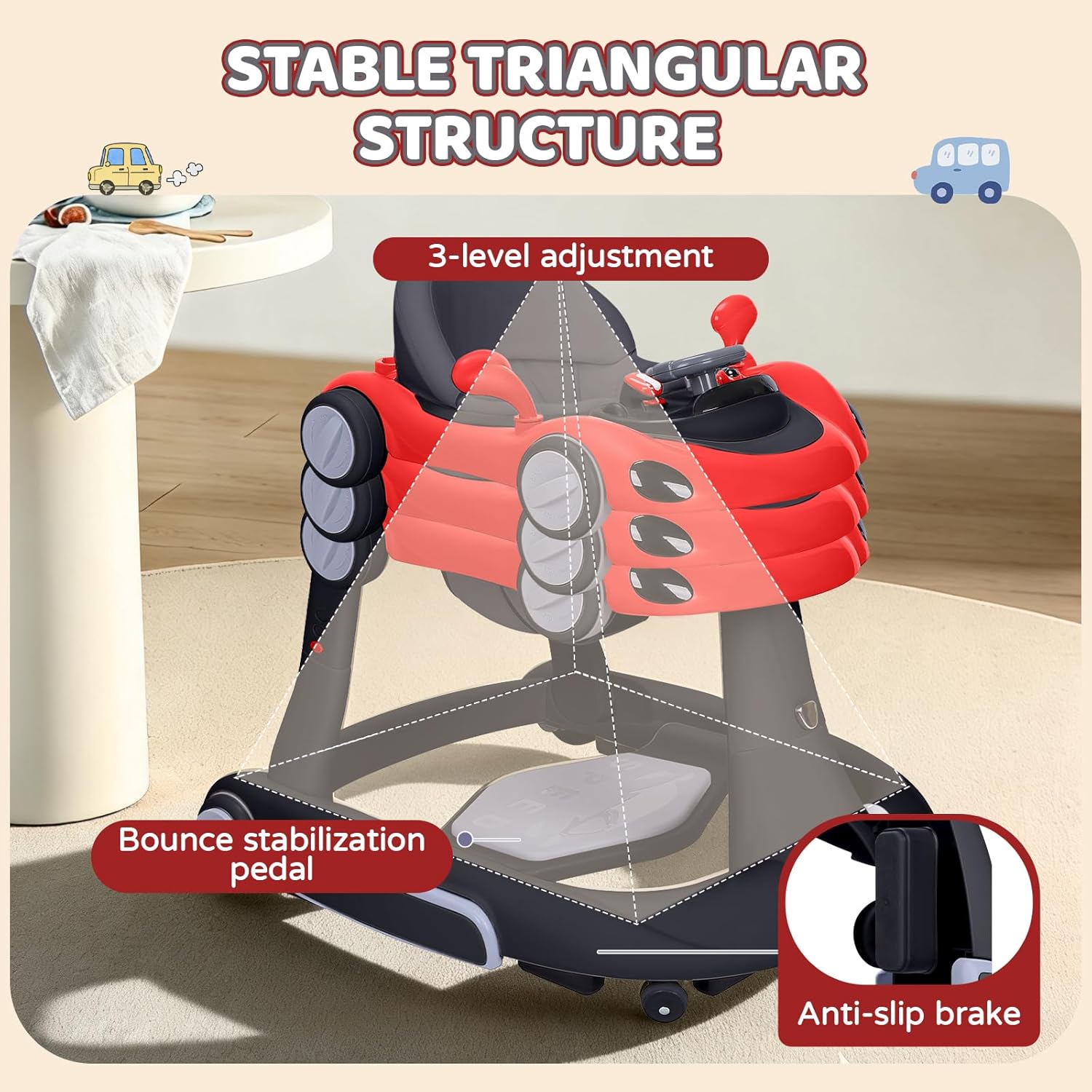 PRVAETU 5 in 1 Baby Walker for Boys Girls,Foldable,Music,Light,Jumper,Rocking,Push,Height Adjustable Training Activity for Babies Infant 6-18 Months