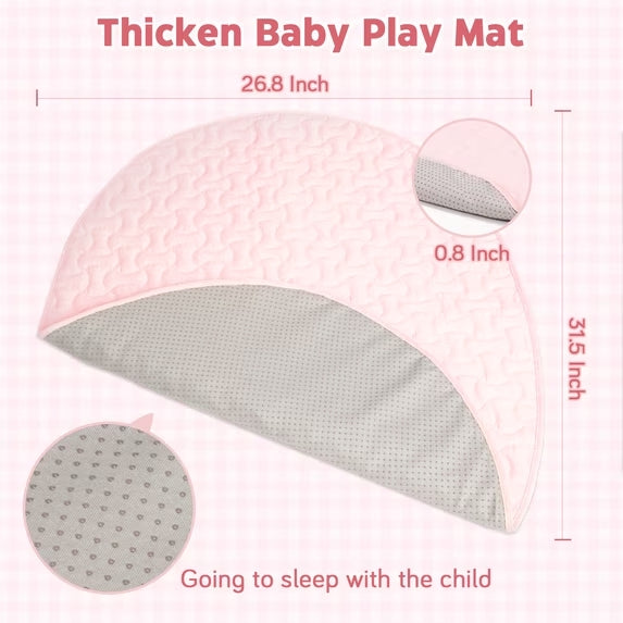 PRVAETU Baby Gym Play Mat, 5 Detachable Sensory Toys, Developmental Playmat for Newborns 0 to 12 Months