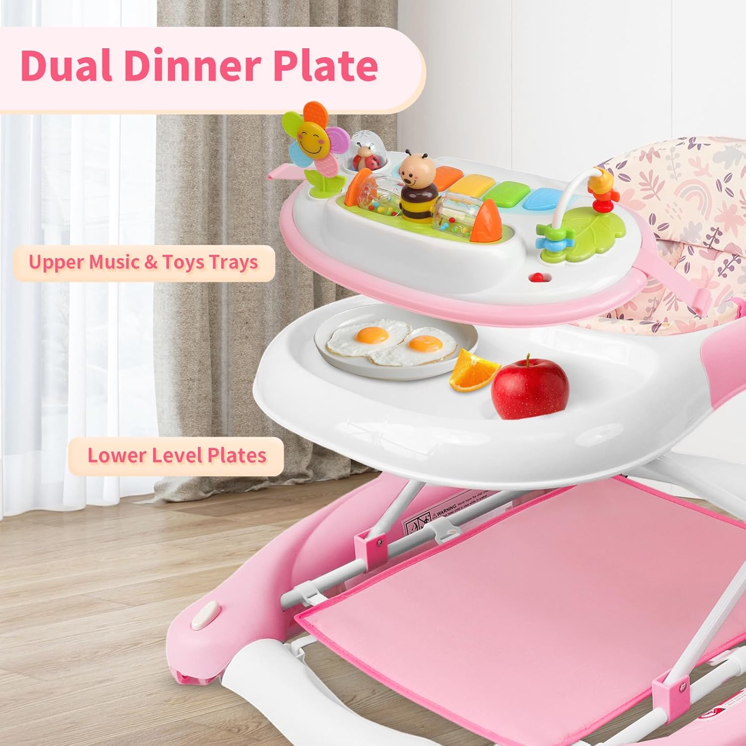 PRVAETU 5 in 1 Baby Walker (Walk,Jumper,Rocking,Push,Eating Mode) for Boys Girls,Foldable,Music & Light,Height Adjustable,Wheels for Infant Babies