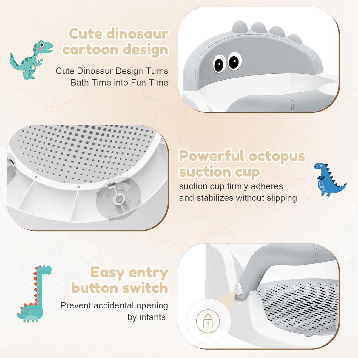 Baby Bath Seat For Babies 6 Months & Up Sitting Up,Non-Slip Baby Bath Chair For Bathroom, Bathtub Tub, Easy To Clean