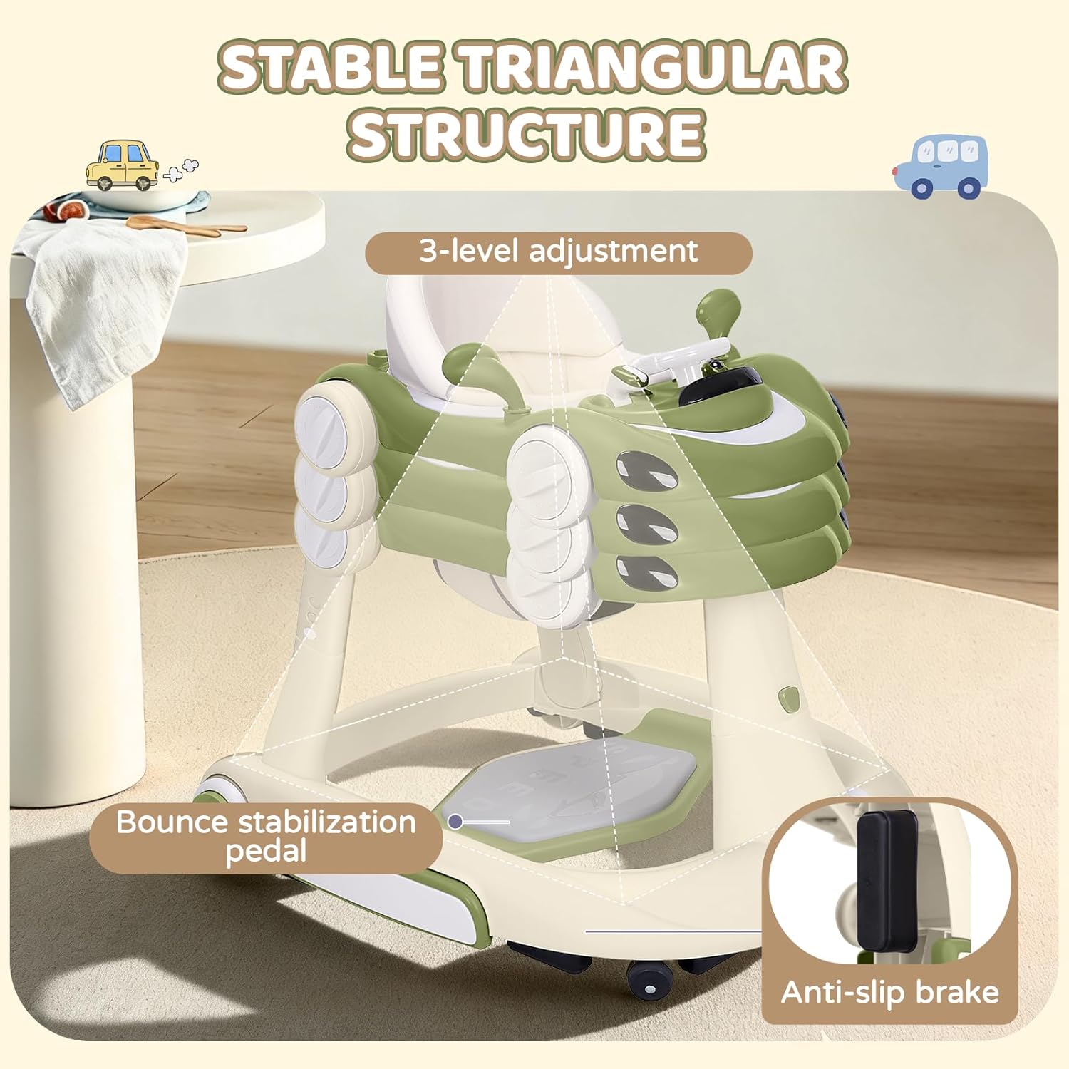 PRVAETU 5 in 1 Baby Walker for Boys Girls,Foldable,Music,Light,Jumper,Rocking,Push,Height Adjustable Training Activity for Babies Infant 6-18 Months