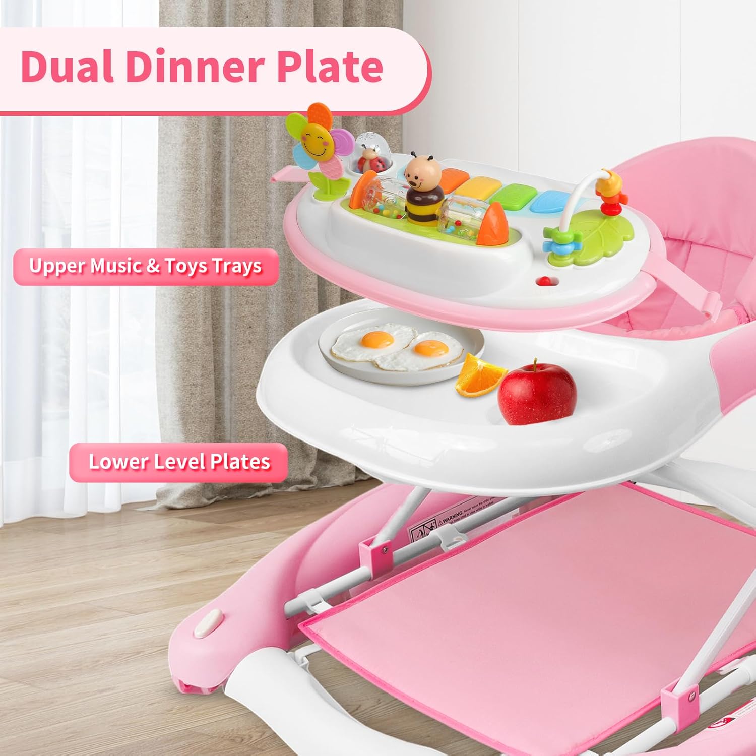 PRVAETU 5 in 1 Baby Walker (Walk,Jumper,Rocking,Push,Eating Mode) for Boys Girls,Foldable,Music & Light,Height Adjustable,Wheels for Infant Babies