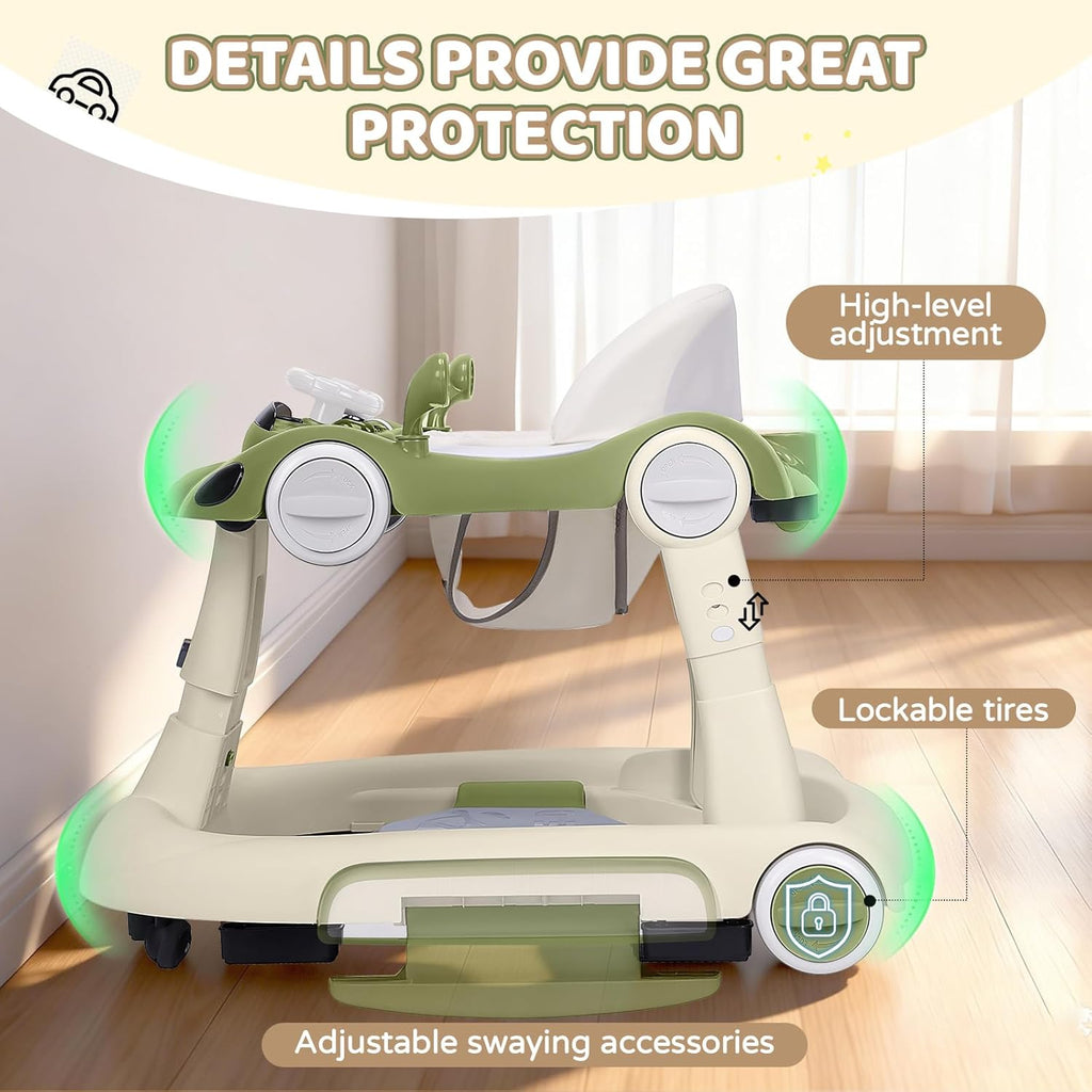 PRVAETU 5 in 1 Baby Walker for Boys Girls,Foldable,Music,Light,Jumper,Rocking,Push,Height Adjustable Training Activity for Babies Infant 6-18 Months
