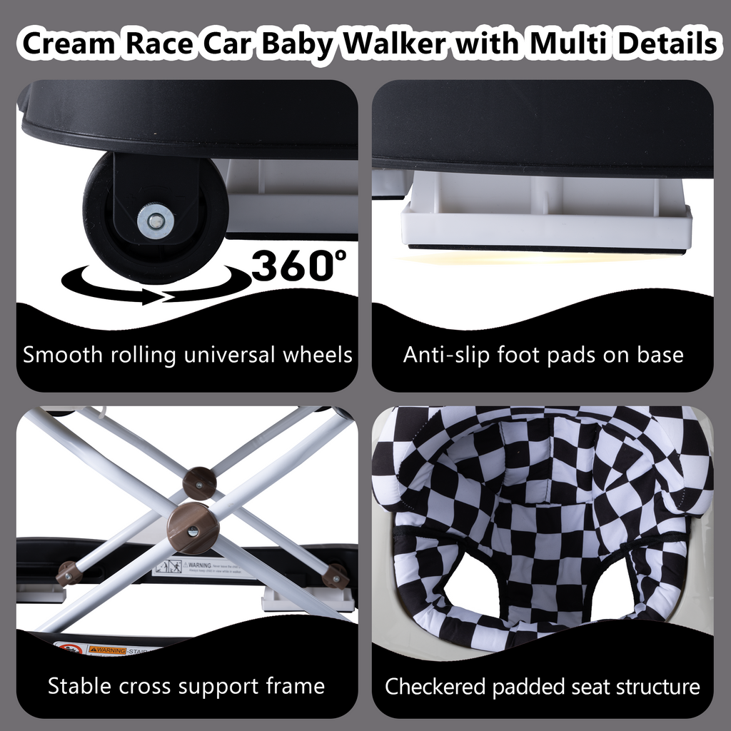 PRVAETU 5 in 1 Baby Walker Car-Shaped with Music,Lights,Foldable,Jumper,Rocking,Removable Plate for Infant Boys 6-18 Months