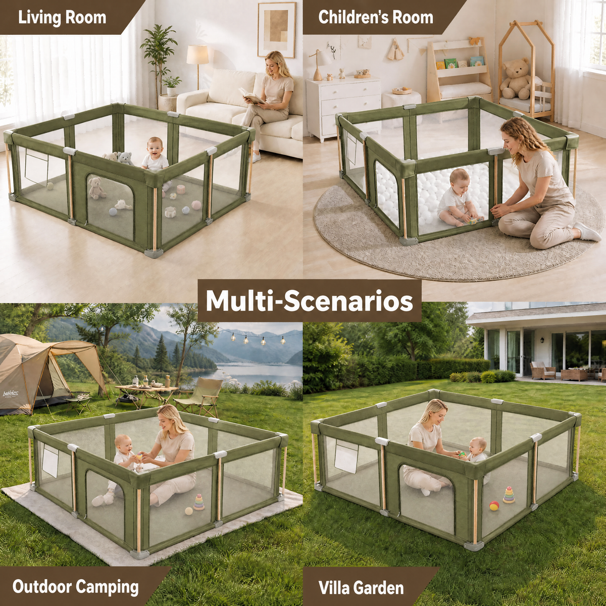 PRVAETU Foldable Baby Playpen & Playard with Mat for Boys Girls